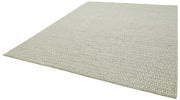 Handmade Wool Cotton Rug – Grey Geometric Area Rug | Vintage Hand Woven Carpet 9'x12'