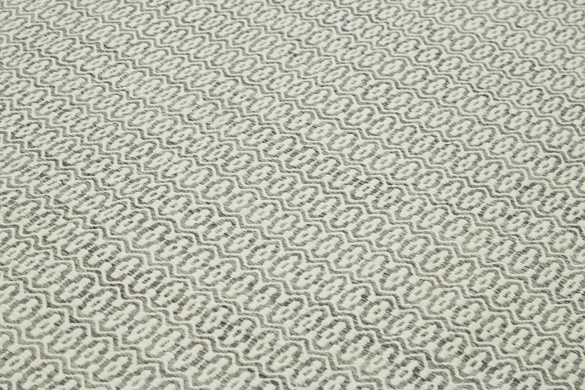 Handmade Wool Cotton Rug – Grey Geometric Area Rug | Vintage Hand Woven Carpet 9'x12'