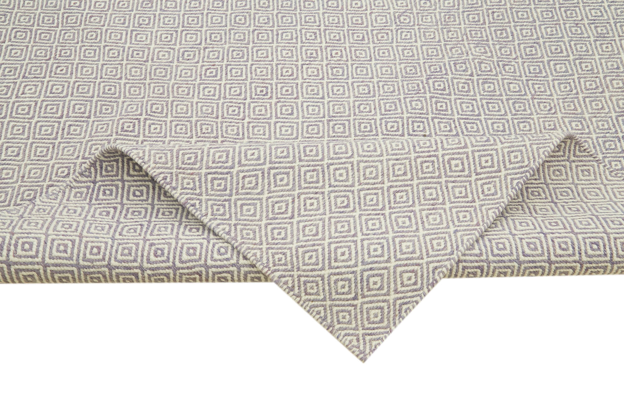 Handmade Wool Cotton Rug | Purple Geometric Area Rug For Large Living Room