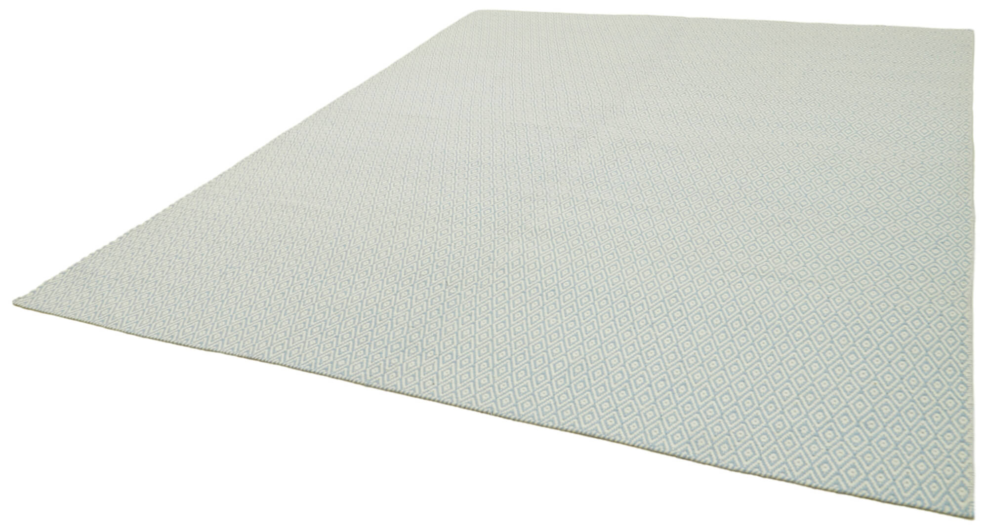 Handmade Wool Cotton Rug – Blue Geometric Area Rug | Durable Soft Textured Floor Decor