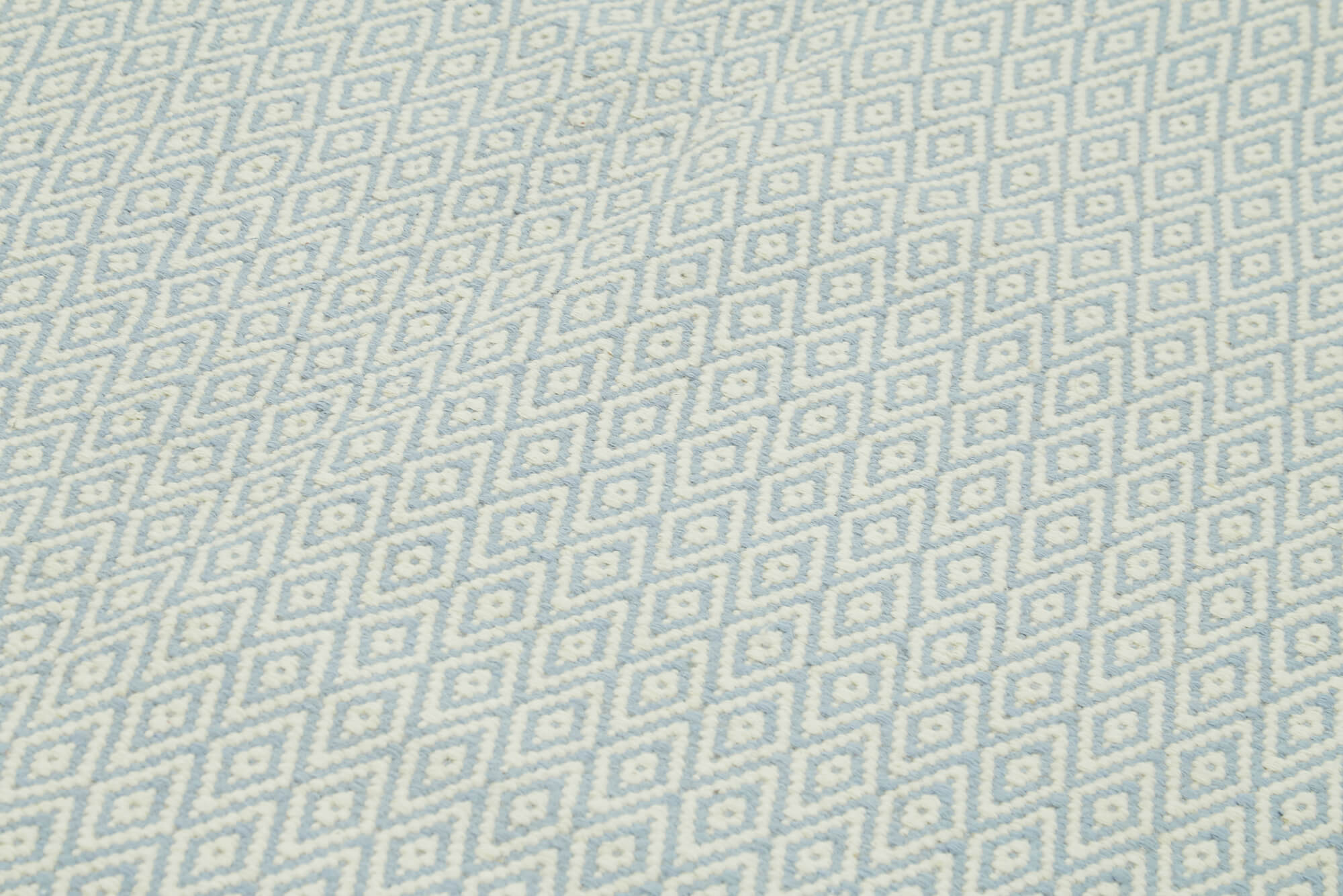 Handmade Wool Cotton Rug – Blue Geometric Area Rug | Durable Soft Textured Floor Decor