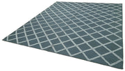 Handmade Wool Cotton Rug – Blue Geometric Area Rug, Soft Wool Carpet, Durable Cotton