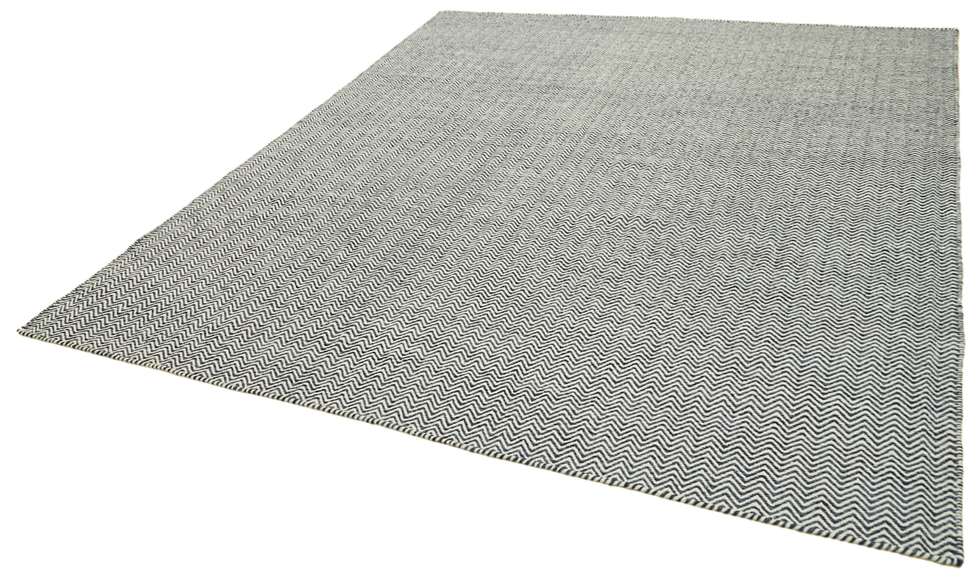 Handmade Wool Cotton Rug - Grey Geometric Area Rug 8'x10' Durable Blend