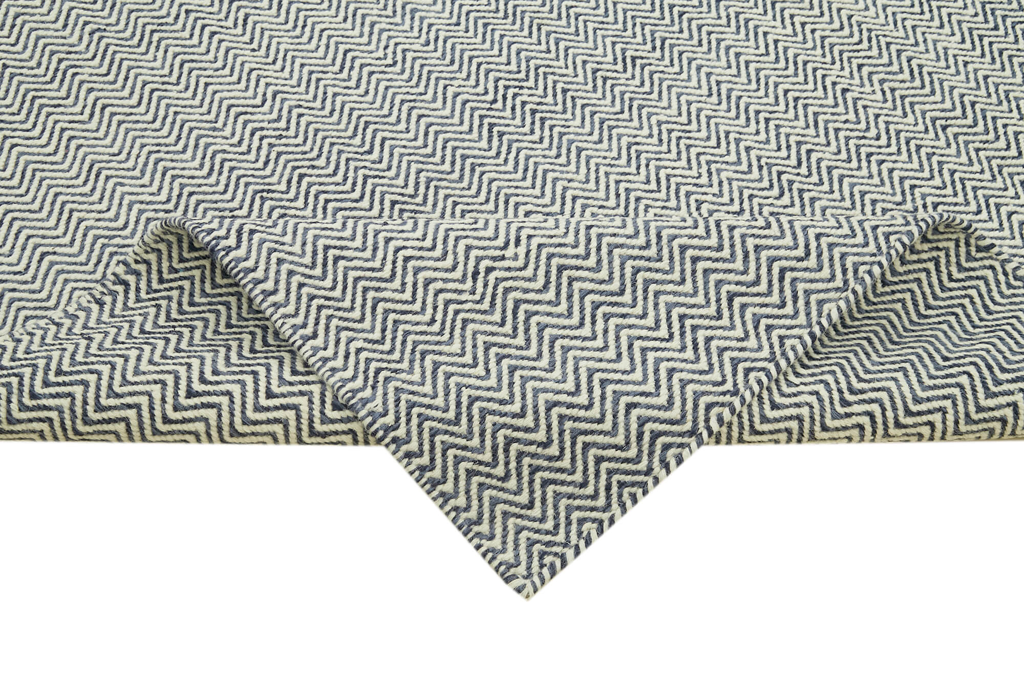 Handmade Wool Cotton Rug - Grey Geometric Area Rug 8'x10' Durable Blend
