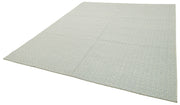 Handmade Wool Cotton Rug - Blue Geometric Area Rug 8x10 Foot Durable Carpet