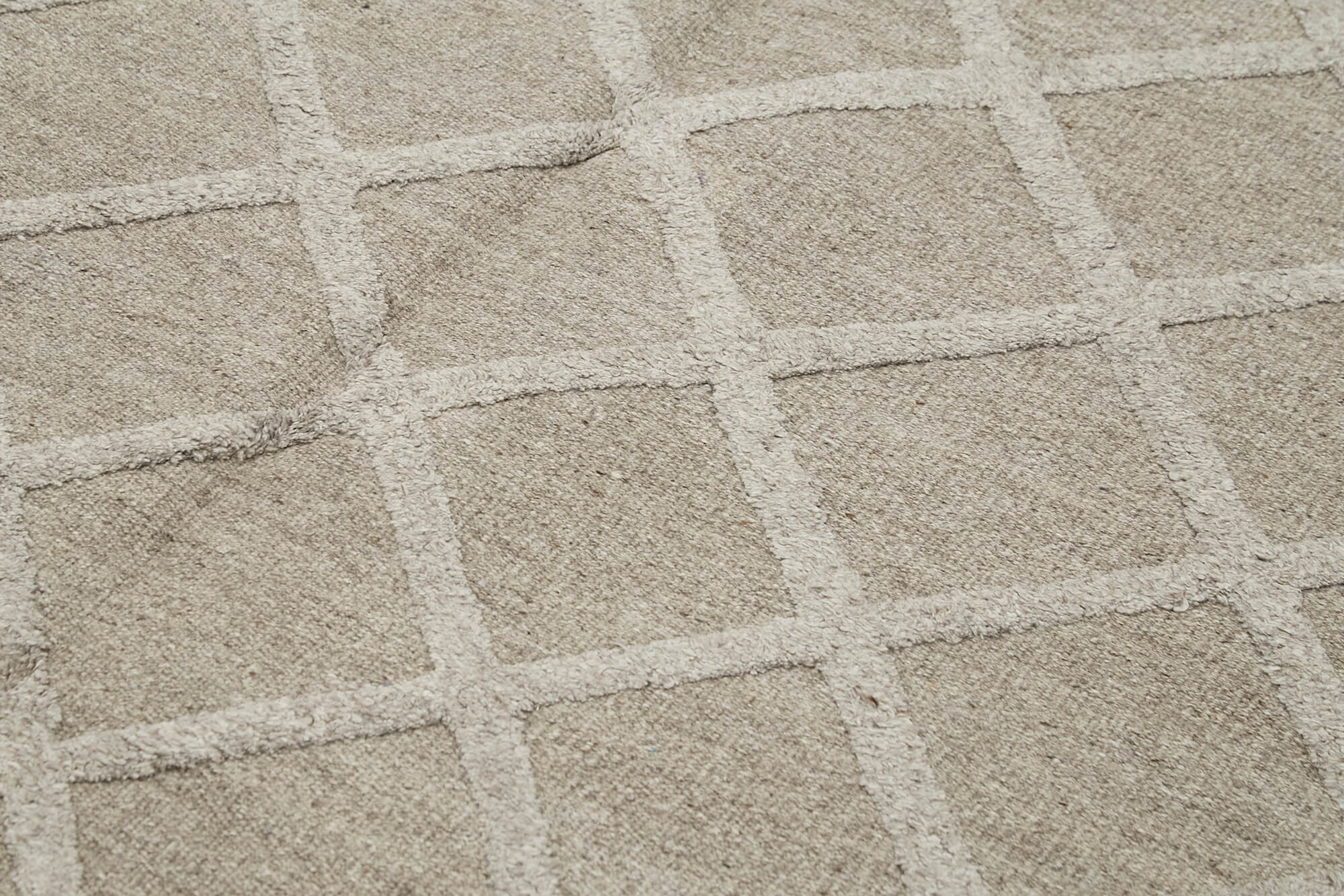 Handmade Wool Cotton Rug – Brown Geometric Area Rug | Durable Soft Texture Carpet 7'1''x9'1''