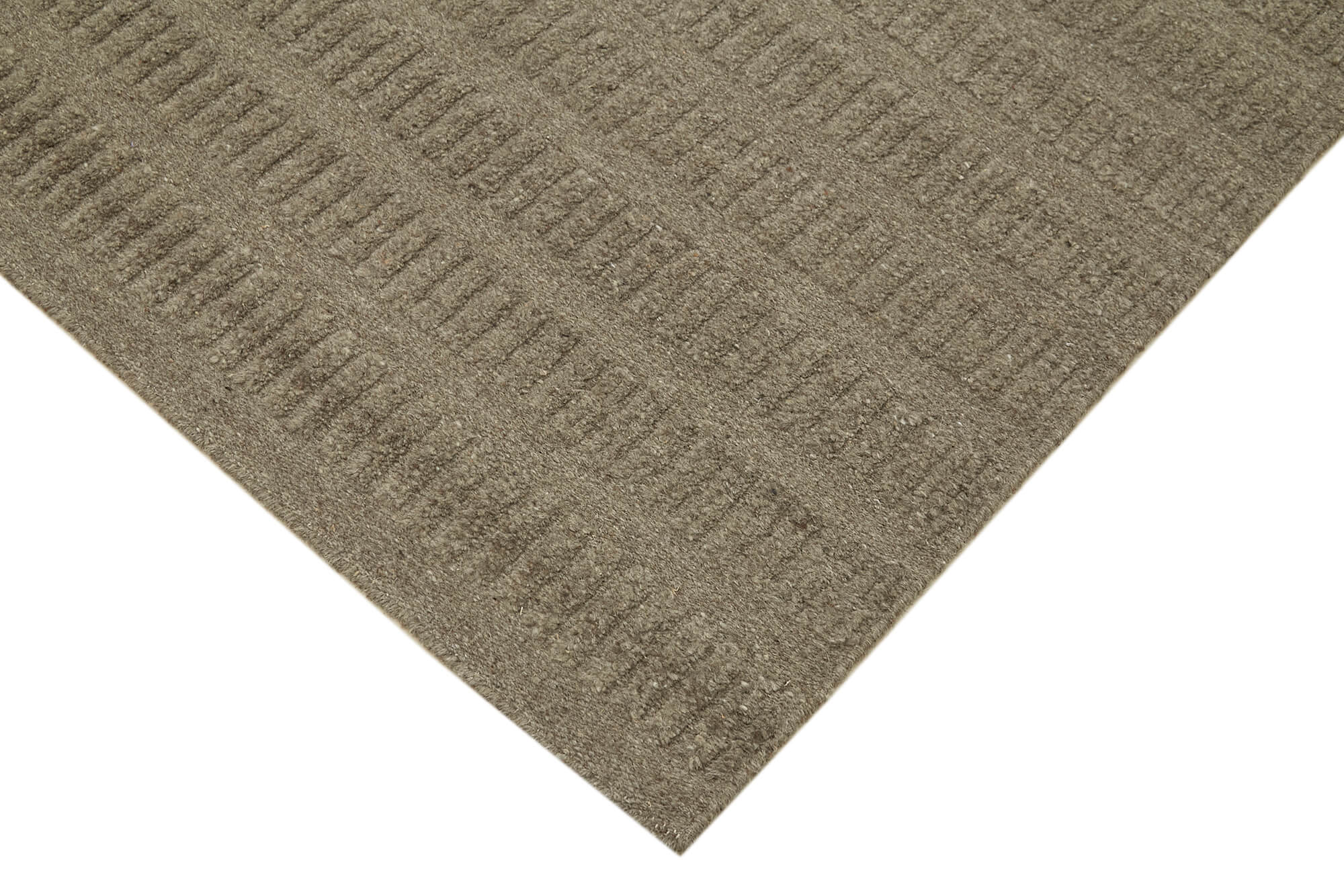 Handmade Wool Cotton Rug | Vintage Hand Knotted Brown Geometric Area Rug for Living Room