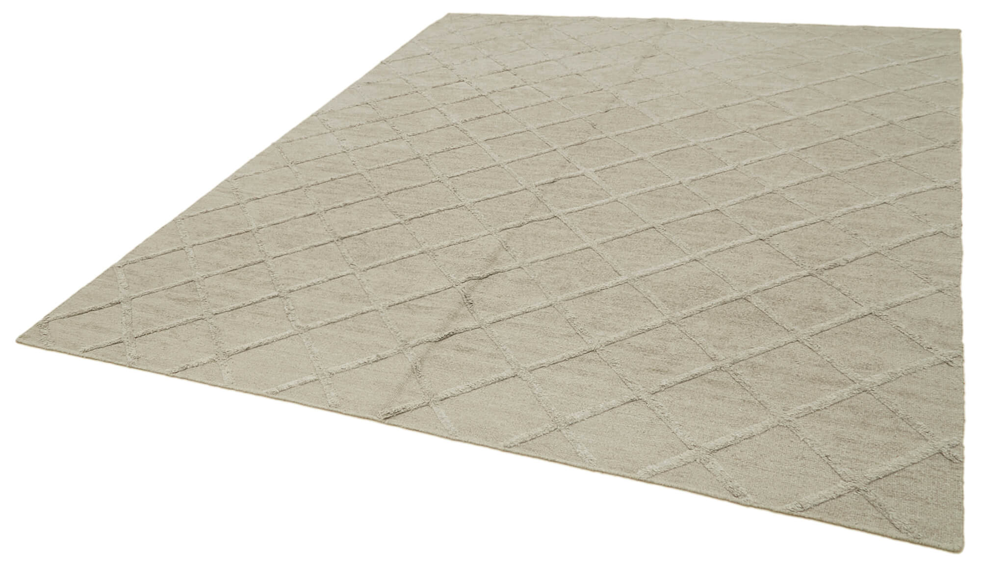 Handmade Wool Cotton Rug - 8x10 Brown Geometric Area Rug With Soft Wool Texture