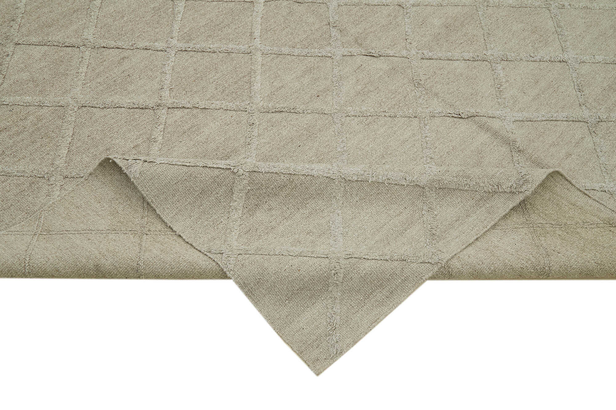 Handmade Wool Cotton Rug - 8x10 Brown Geometric Area Rug With Soft Wool Texture