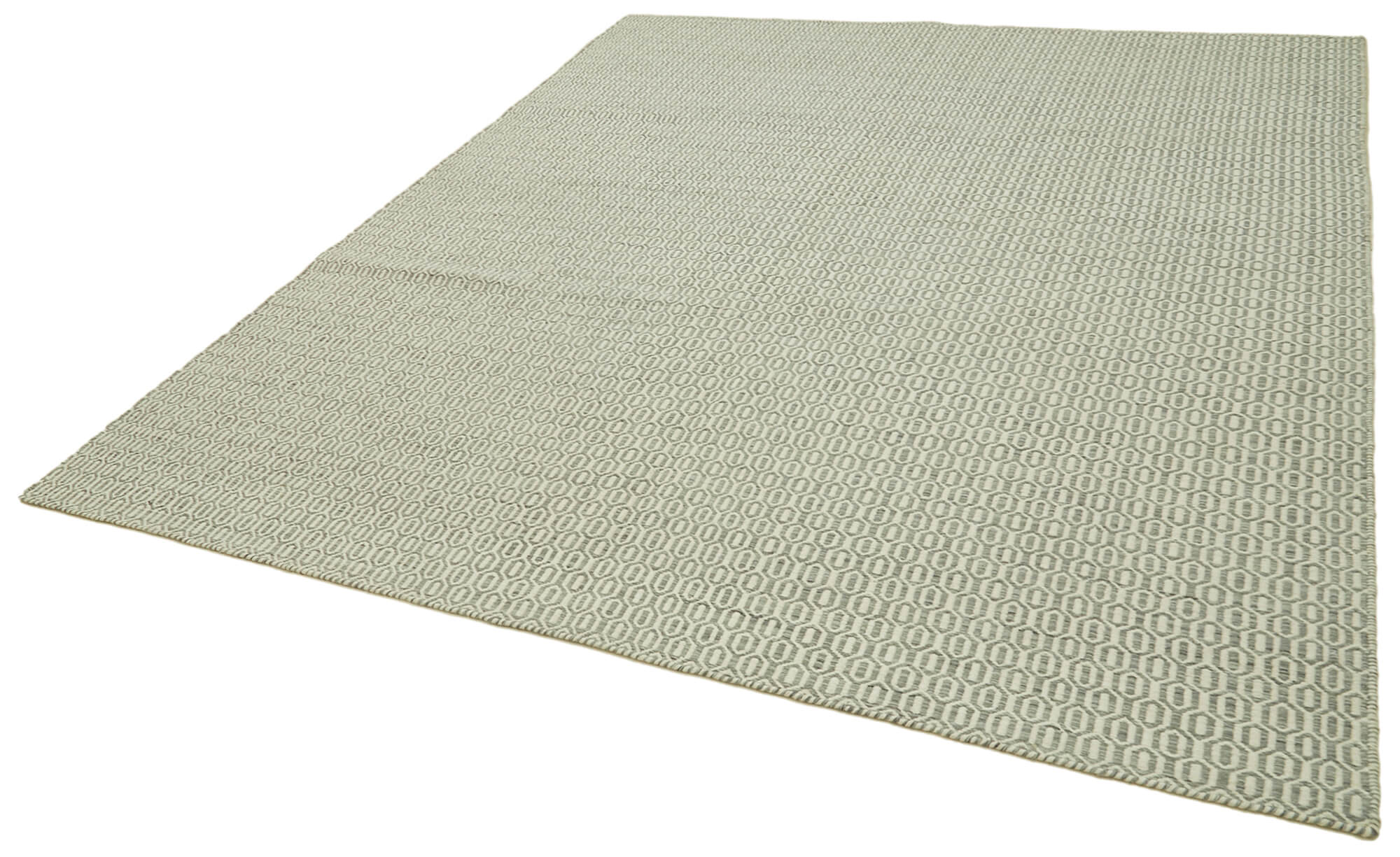Handmade Wool Cotton Rug - Grey Geometric Area Rug | Durable Cotton Blend, Soft Wool Texture