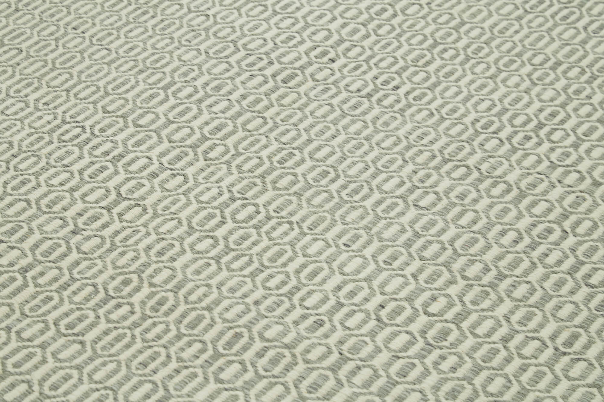 Handmade Wool Cotton Rug - Grey Geometric Area Rug | Durable Cotton Blend, Soft Wool Texture