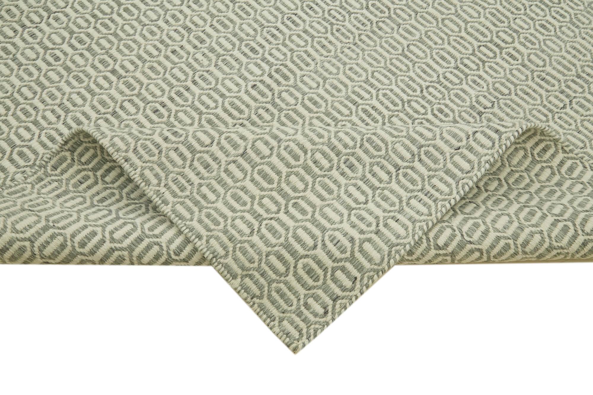 Handmade Wool Cotton Rug - Grey Geometric Area Rug | Durable Cotton Blend, Soft Wool Texture