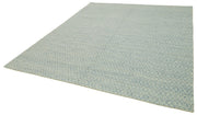 Handmade Wool Cotton Rug - Blue Geometric Area Rug 8x10, Artisan Crafted Durable Carpet