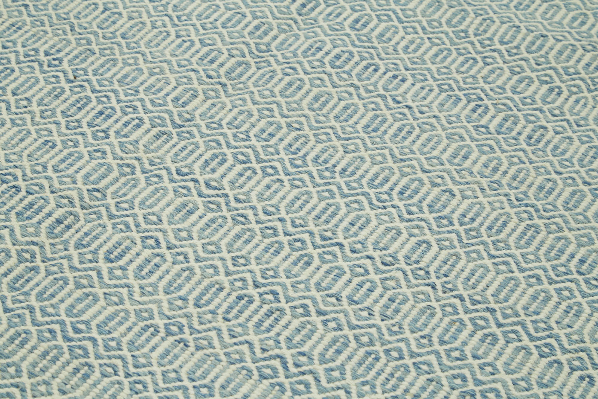 Handmade Wool Cotton Rug - Blue Geometric Area Rug 8x10, Artisan Crafted Durable Carpet
