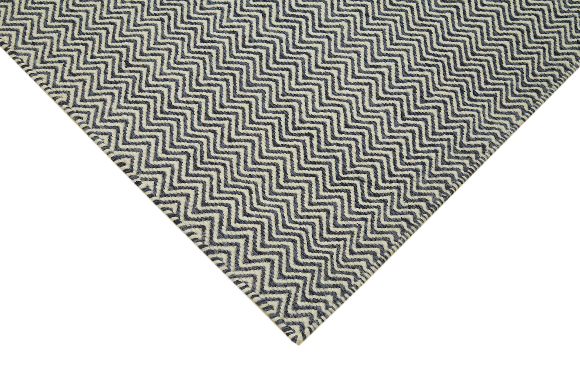Handmade Wool Cotton Rug | Grey Geometric Area Rug - Durable Cotton & Soft Wool