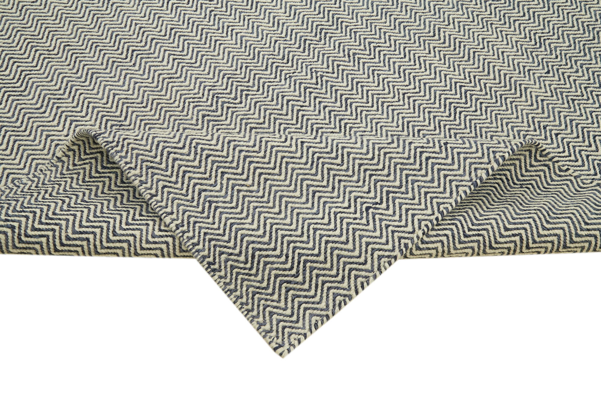 Handmade Wool Cotton Rug | Grey Geometric Area Rug - Durable Cotton & Soft Wool