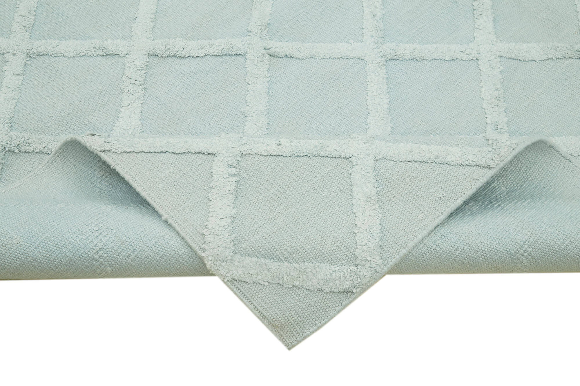Handmade Wool Cotton Rug – Blue Geometric Area Rug | Durable Soft Natural Fiber Carpet 8'x10'