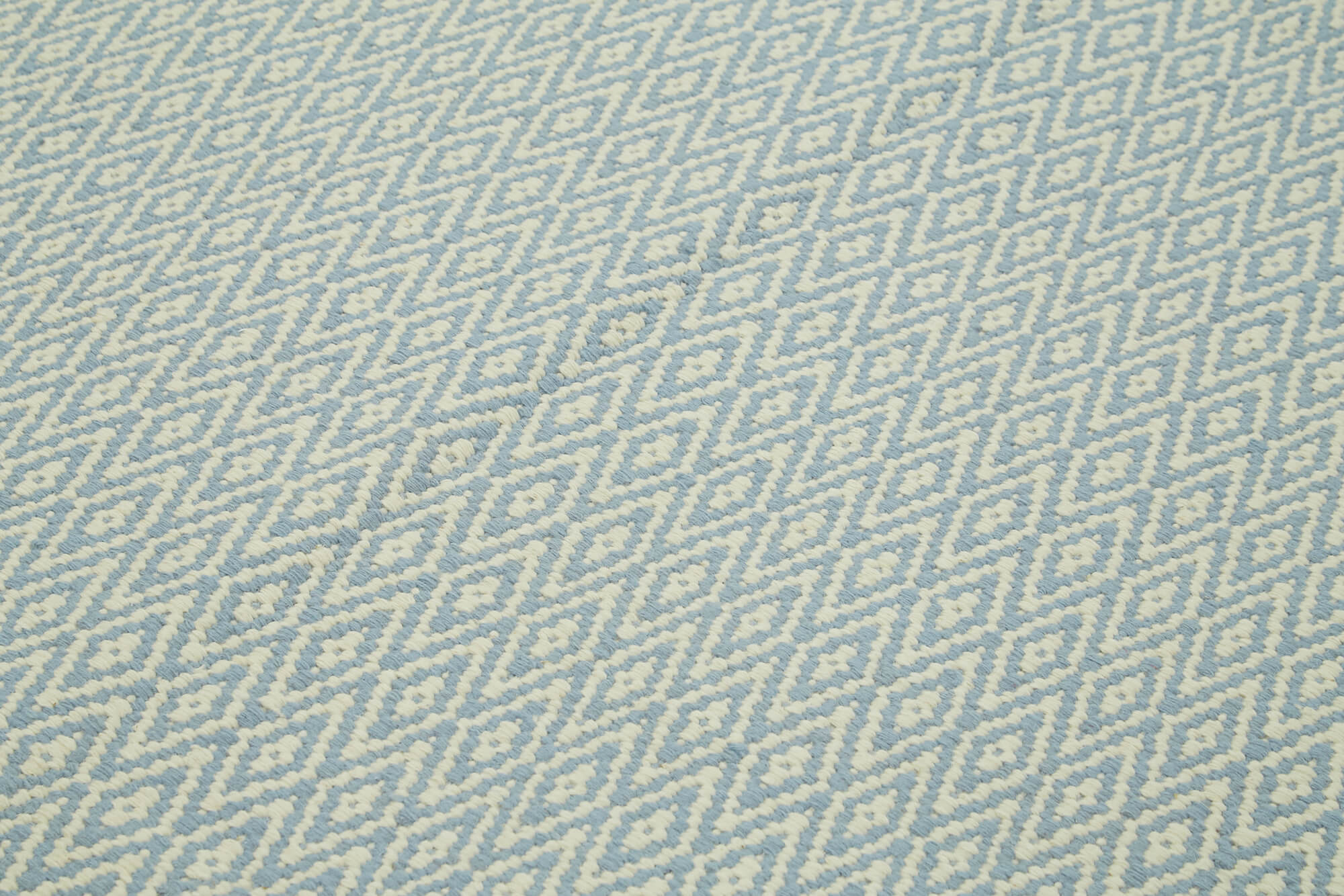 Handmade Wool Cotton Rug - Blue Geometric Area Rug, Soft Textured Carpet 8'1"x10'