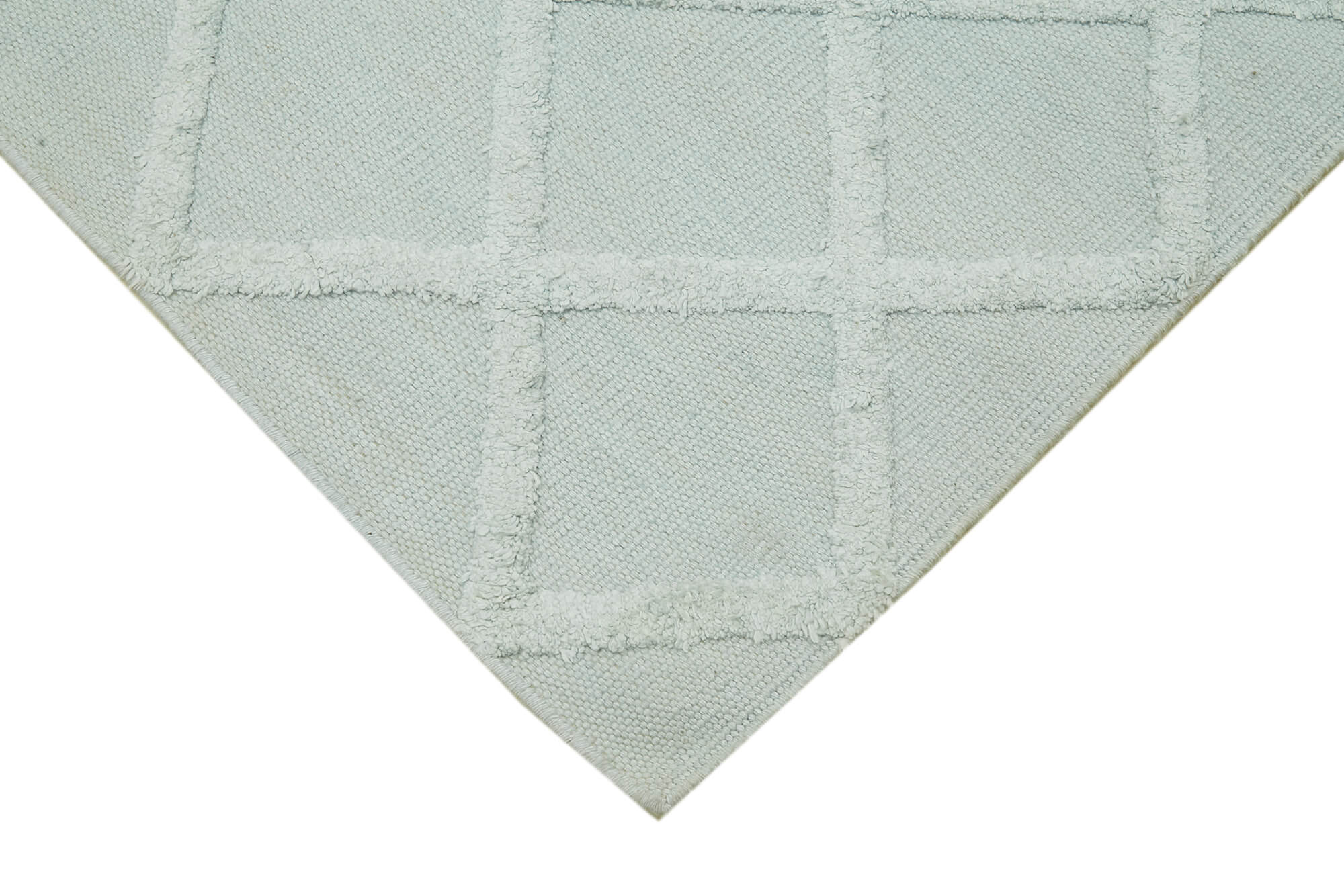 Handmade Wool Cotton Rug – Blue Geometric Area Rug | Vintage Handwoven Carpet 8'1''x10'