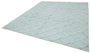 Handmade Wool Cotton Rug – Blue Geometric Area Rug, Durable Floor Covering 8'1''x10'0''