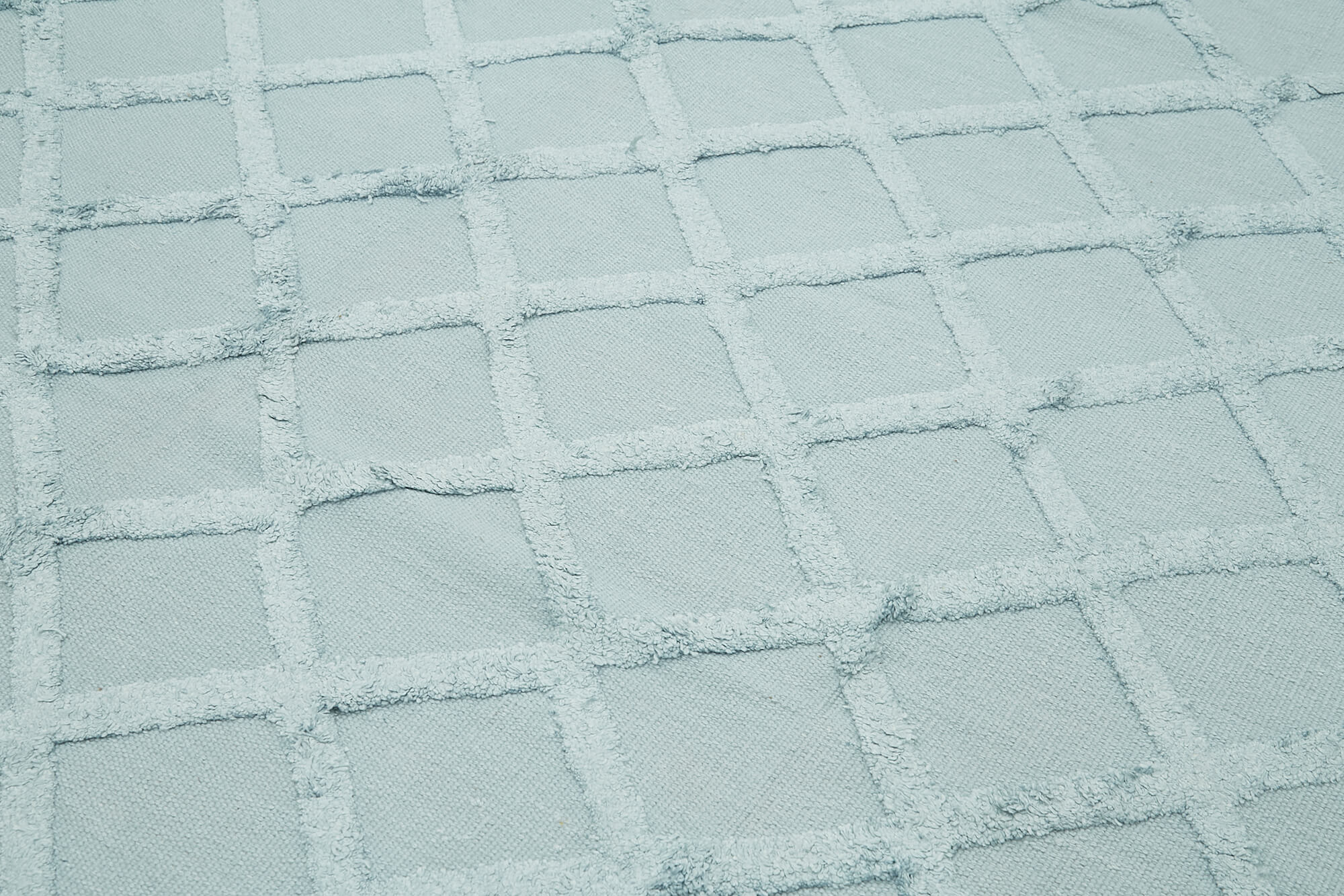 Handmade Wool Cotton Rug – Blue Geometric Area Rug, Durable Floor Covering 8'1''x10'0''