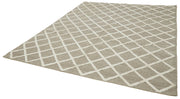 Handmade Wool Cotton Rug – Beige Geometric Area Rug 8x10, Soft Wool Blend Carpet