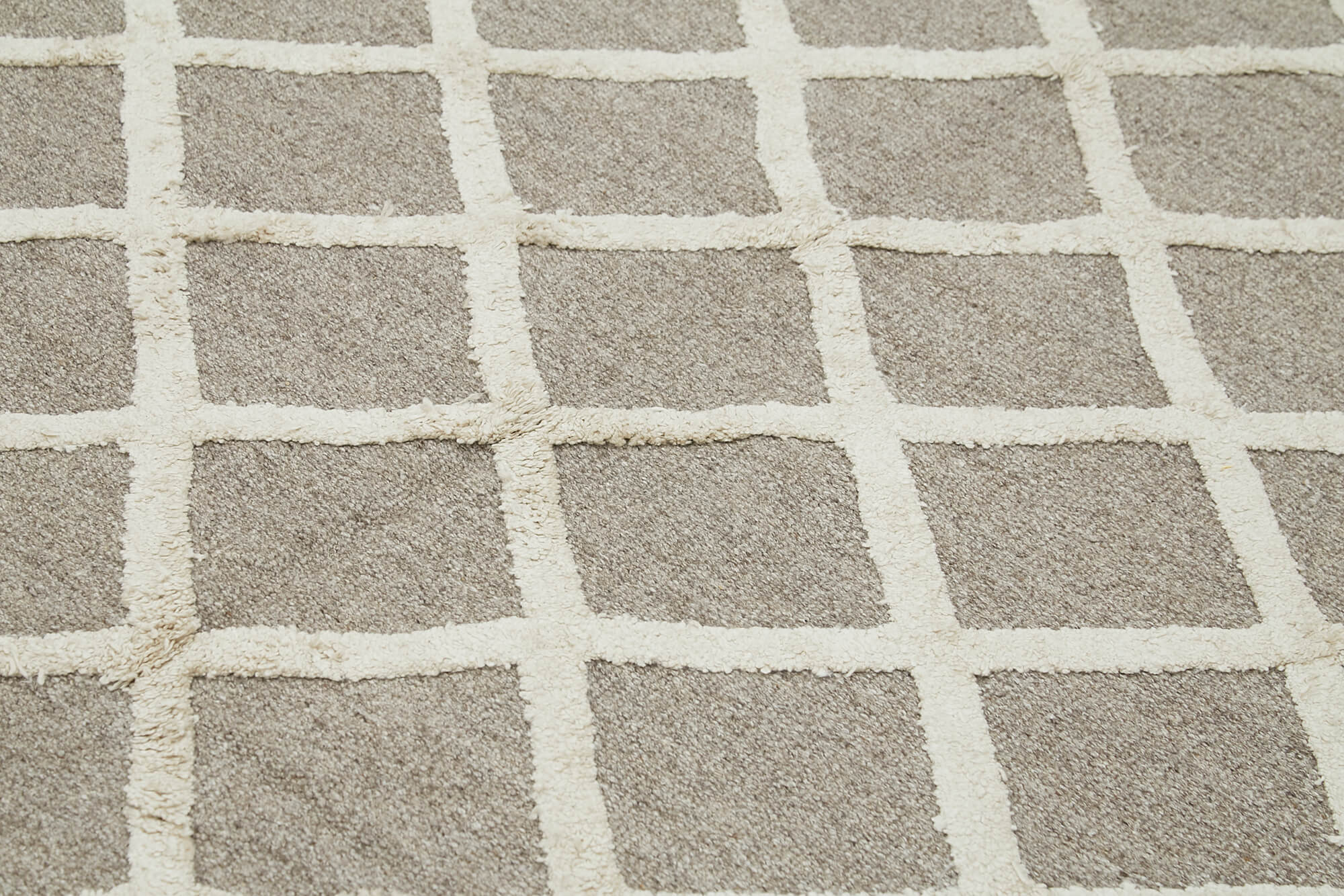 Handmade Wool Cotton Rug – Beige Geometric Area Rug 8x10, Soft Wool Blend Carpet