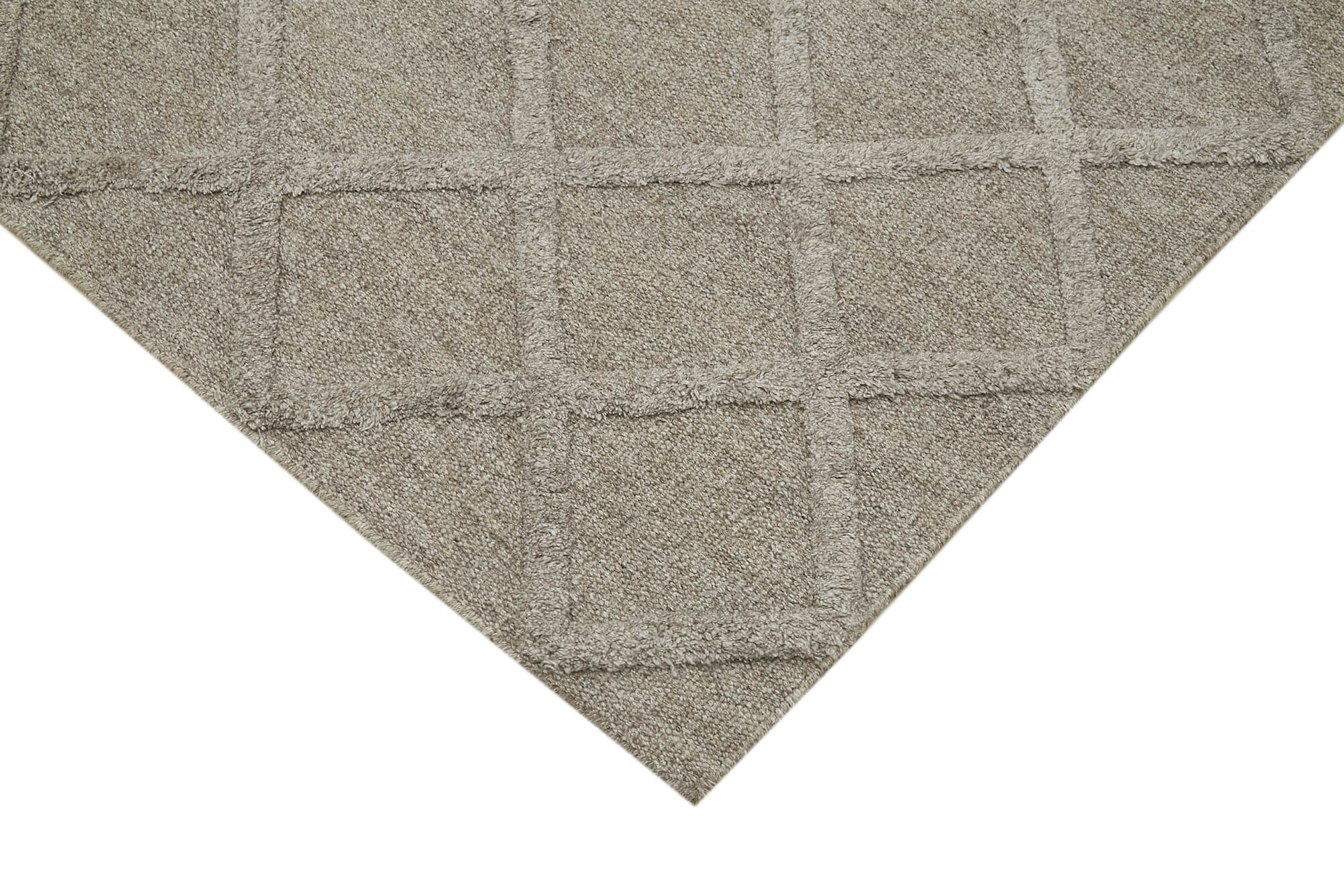 Handmade Wool Cotton Rug – Brown Geometric Area Rug 8'1'' x 10'0'' by Agacan