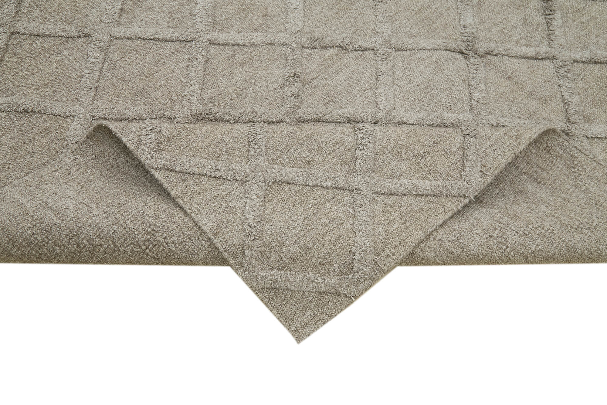 Handmade Wool Cotton Rug – Brown Geometric Area Rug 8'1'' x 10'0'' by Agacan