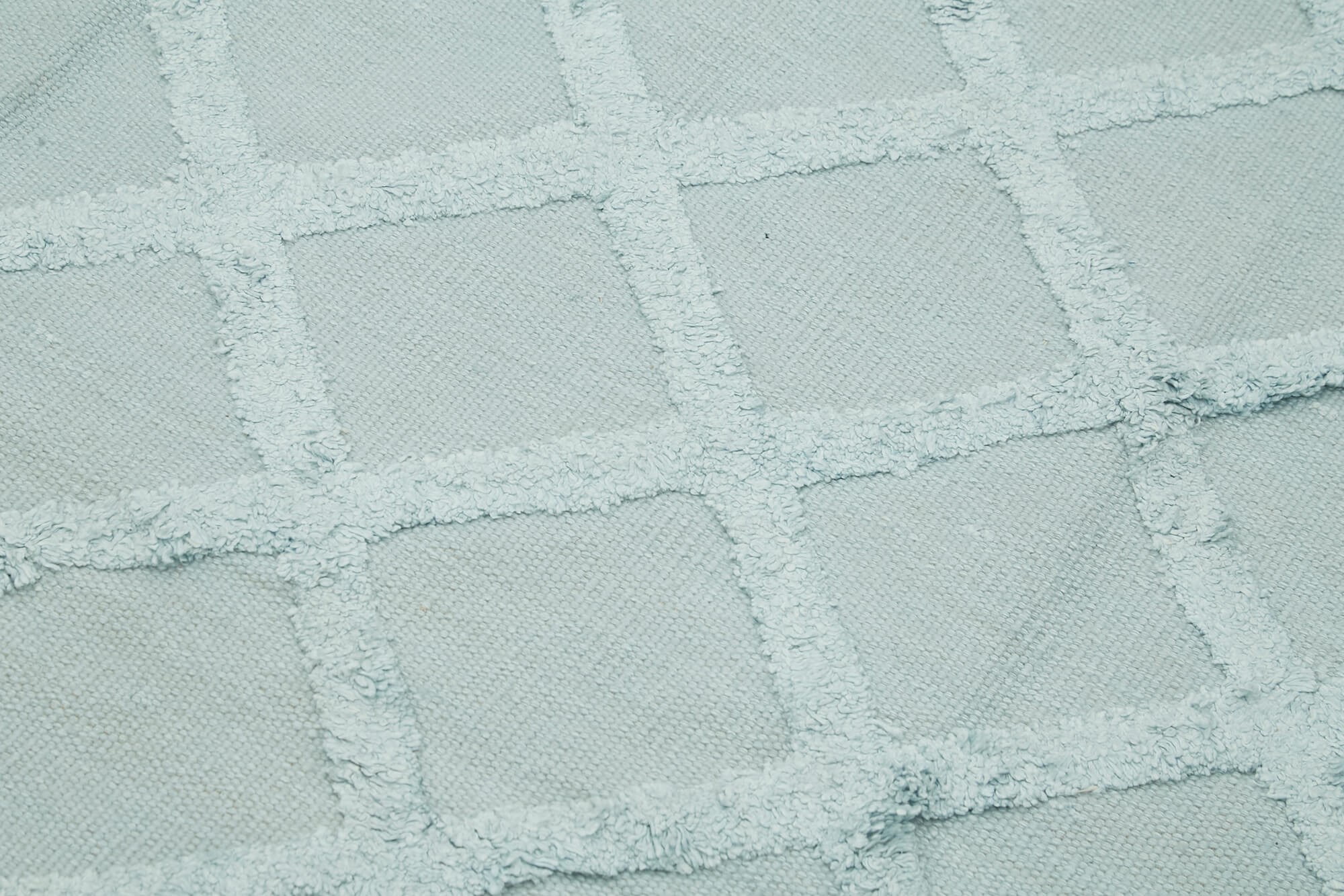 Handmade Wool Cotton Rug - Blue Geometric Area Rug, Artisan Crafted Turkish Carpet 8'1"x10'