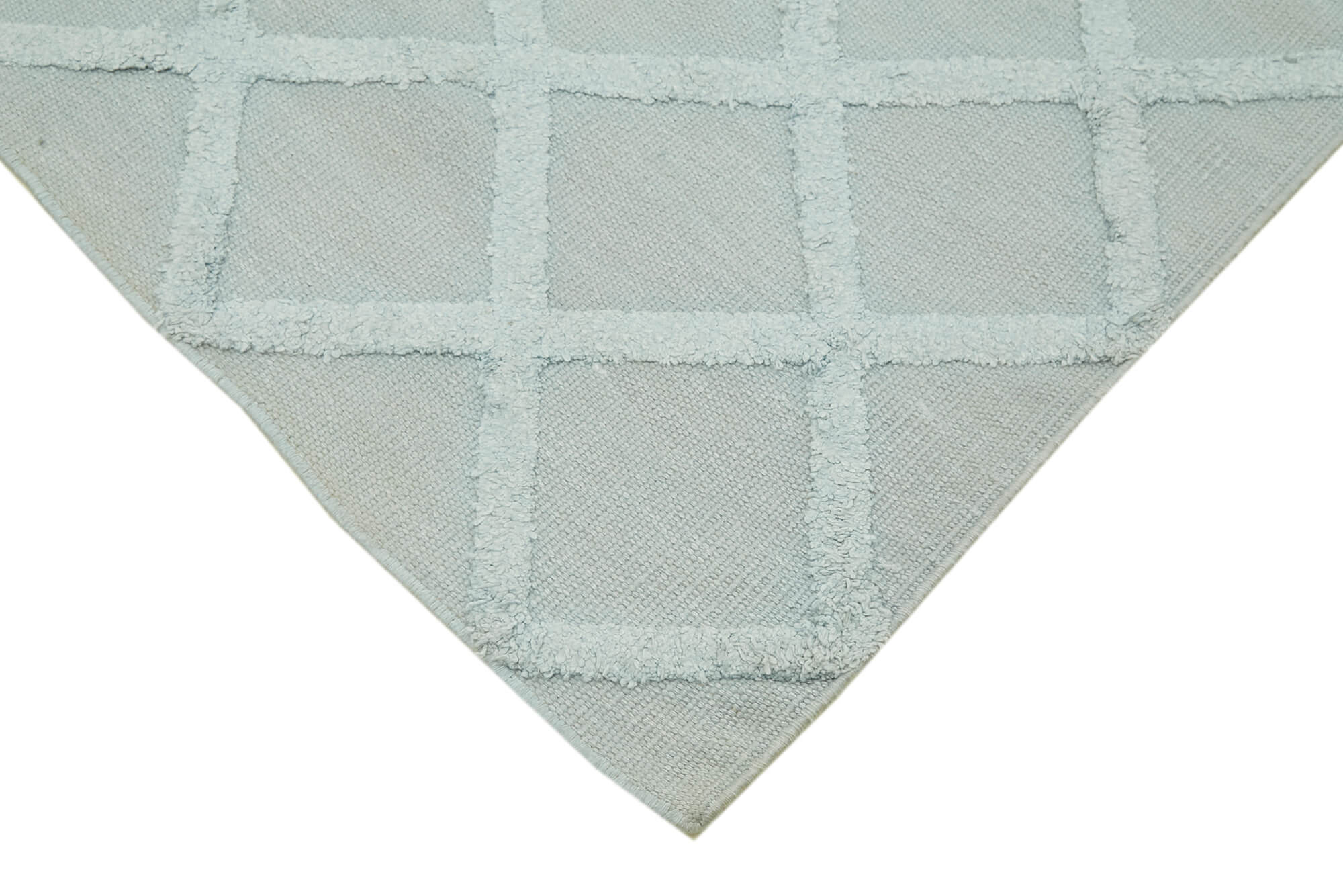 Handmade Wool Cotton Rug - Blue Geometric Area Rug | Durable Woven Carpet 8'1''x10'