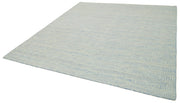 Handmade Wool Cotton Rug – Blue Geometric Area Rug | Durable Cotton Carpet 8'x10'