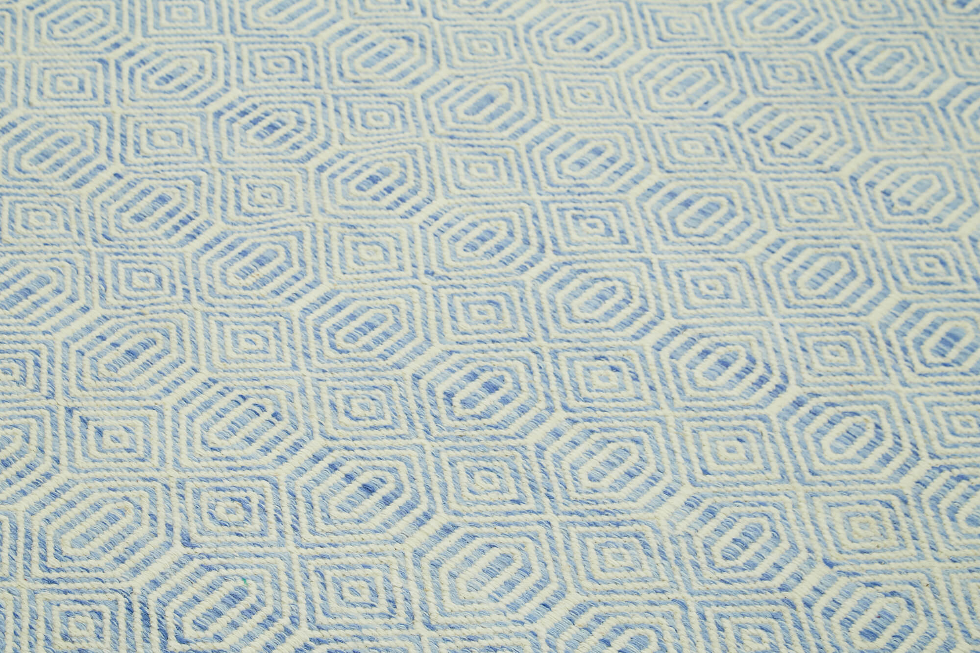 Handmade Wool Cotton Rug – Blue Geometric Area Rug | Durable Cotton Carpet 8'x10'