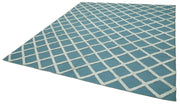 Handmade Wool Cotton Rug – Blue Geometric Area Rug | Durable Living Room Carpet 8'1''x10'