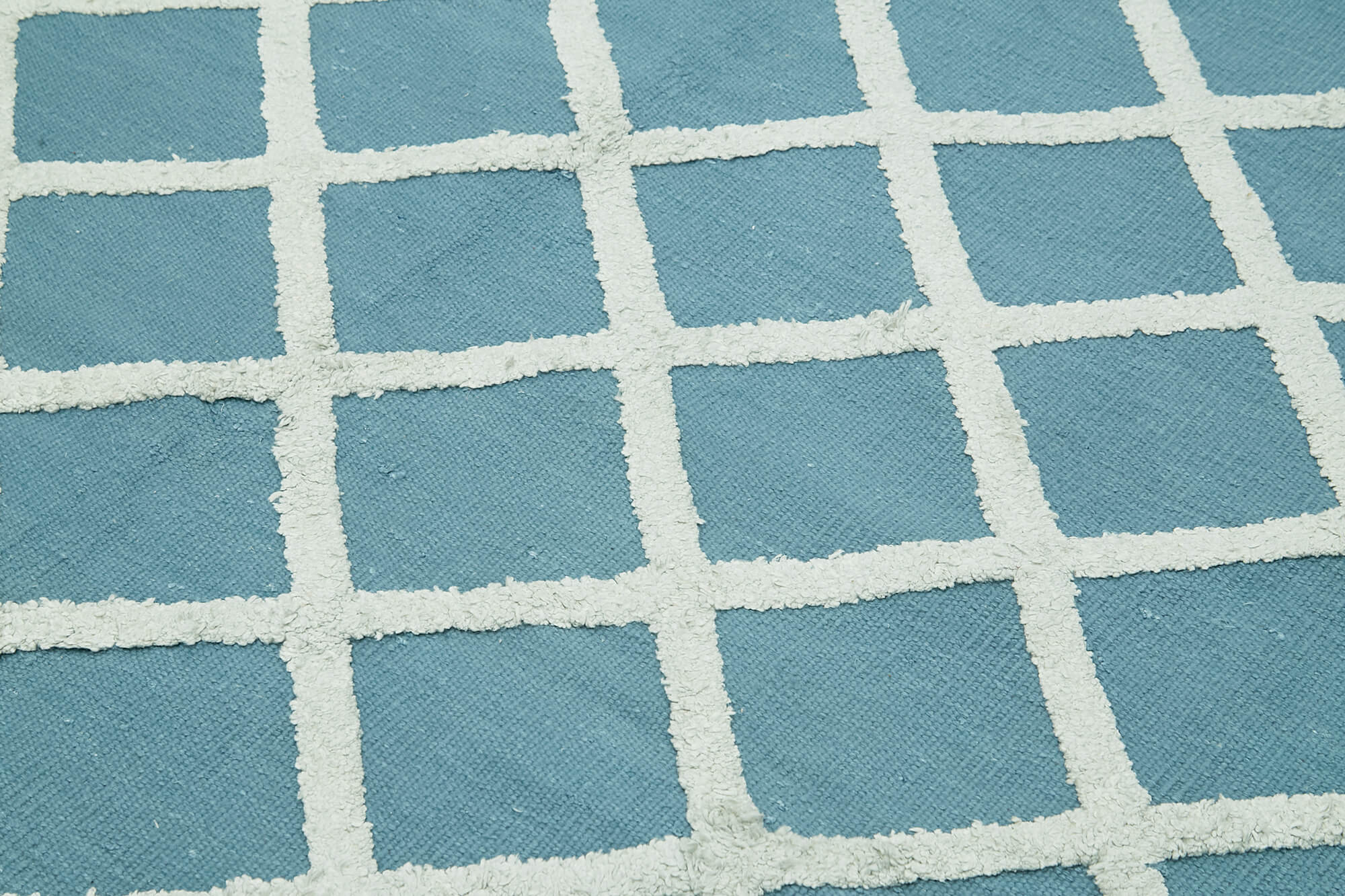 Handmade Wool Cotton Rug – Blue Geometric Area Rug | Durable Living Room Carpet 8'1''x10'
