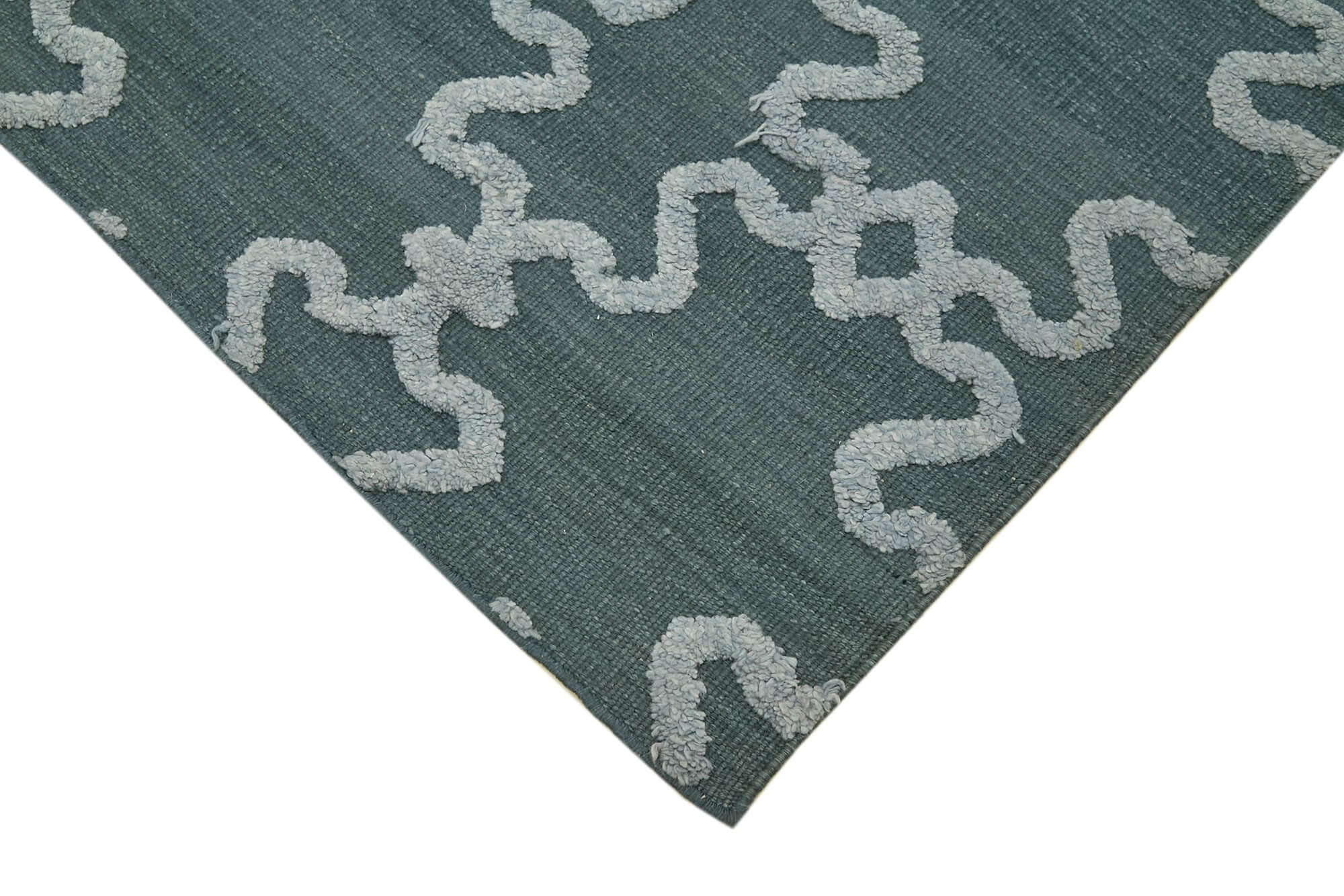 Handmade Wool Cotton Rug – Grey Geometric Area Rug 8'0" x 10'0" | Durable Natural Fiber