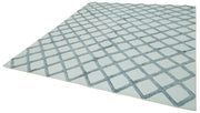 Handmade Wool Cotton Rug – Blue Geometric Area Rug 8x10 | Durable Soft Textured Carpet