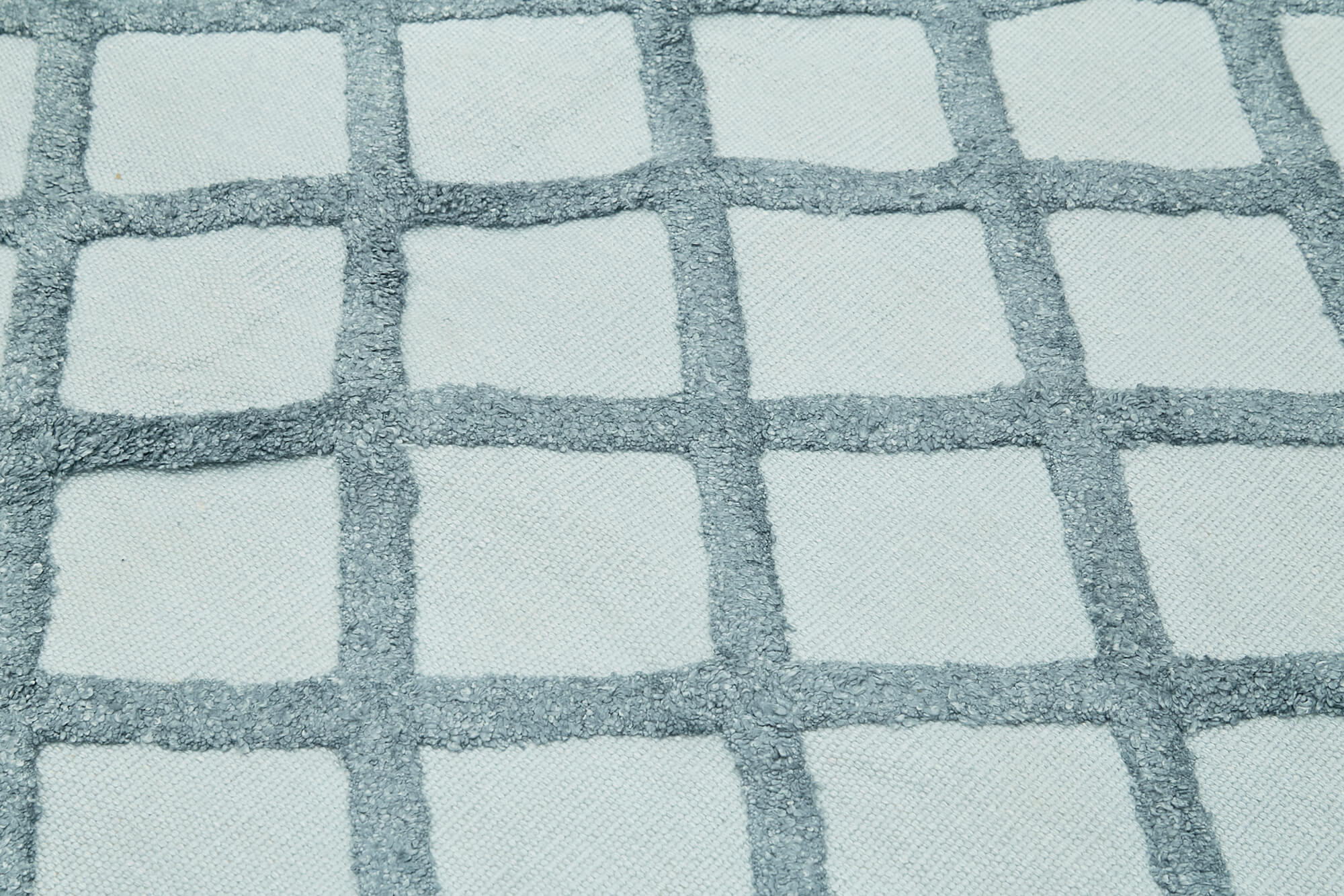Handmade Wool Cotton Rug – Blue Geometric Area Rug 8x10 | Durable Soft Textured Carpet