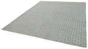 Handmade Wool Cotton Rug – Blue Geometric Area Rug 8'x10' | Artisan Crafted, Durable Cotton Base