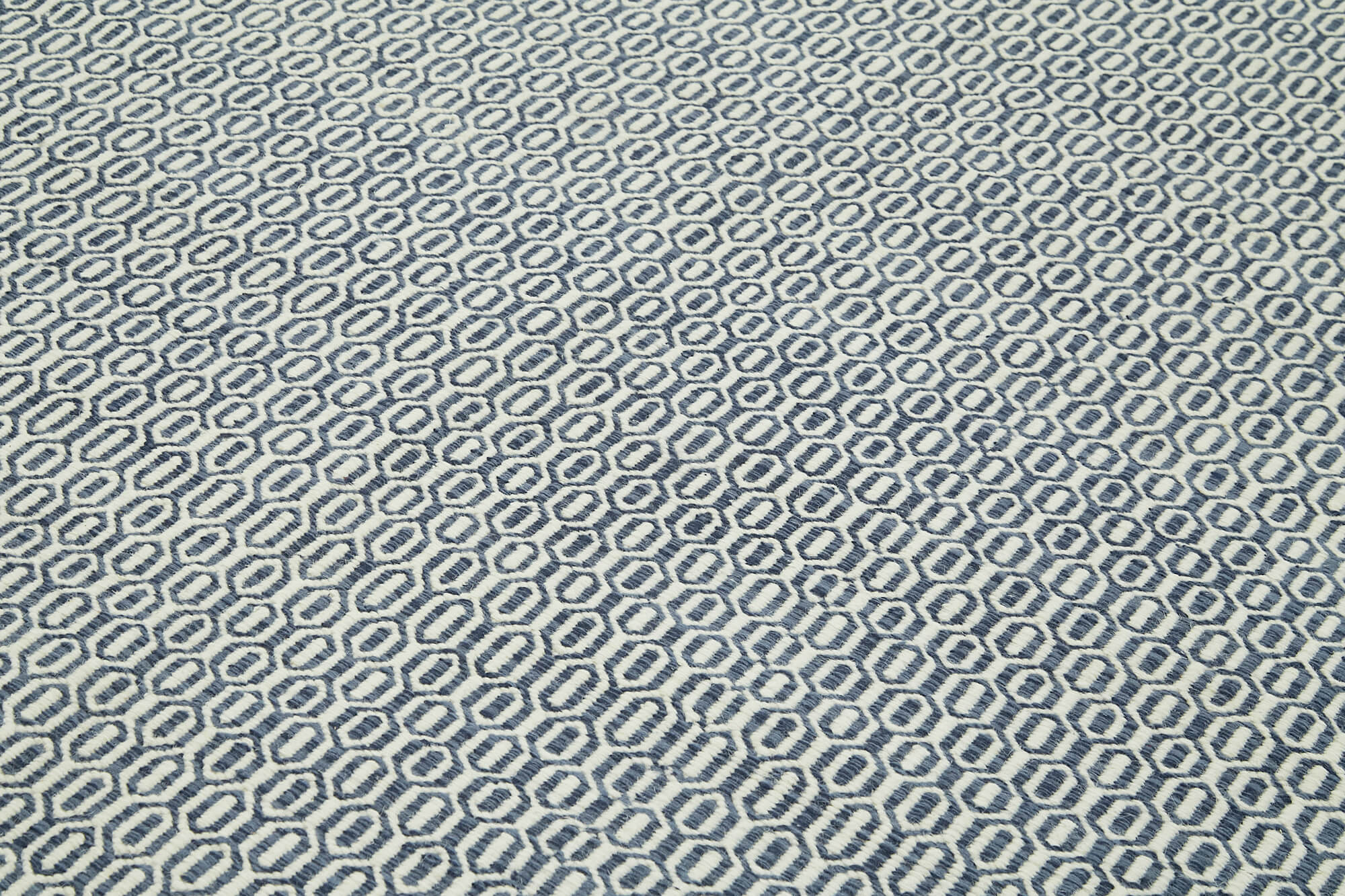 Handmade Wool Cotton Rug – Blue Geometric Area Rug 8'x10' | Artisan Crafted, Durable Cotton Base