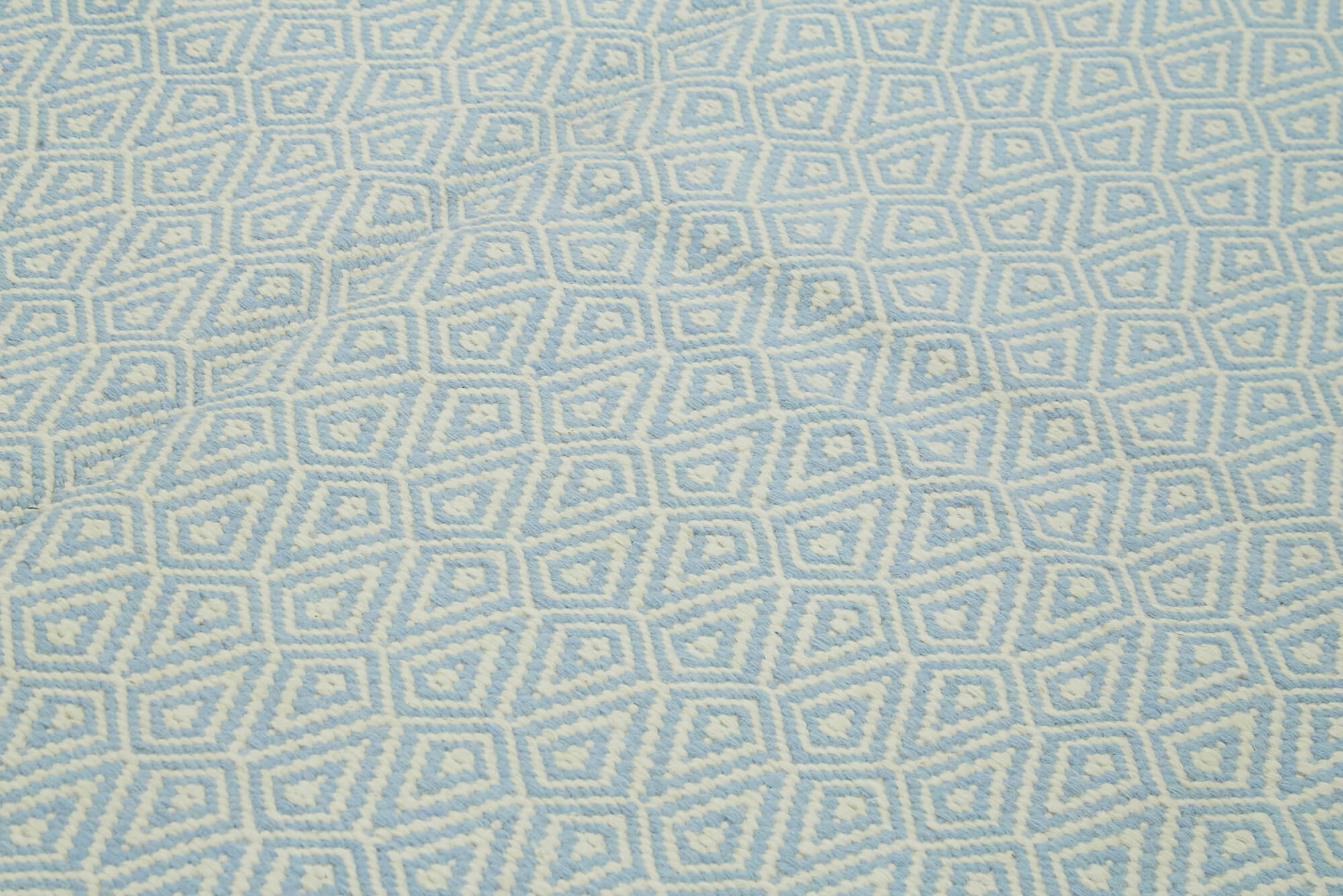 Handmade Wool Cotton Rug – Blue Geometric Area Rug 8x10 | Durable Wool Carpet
