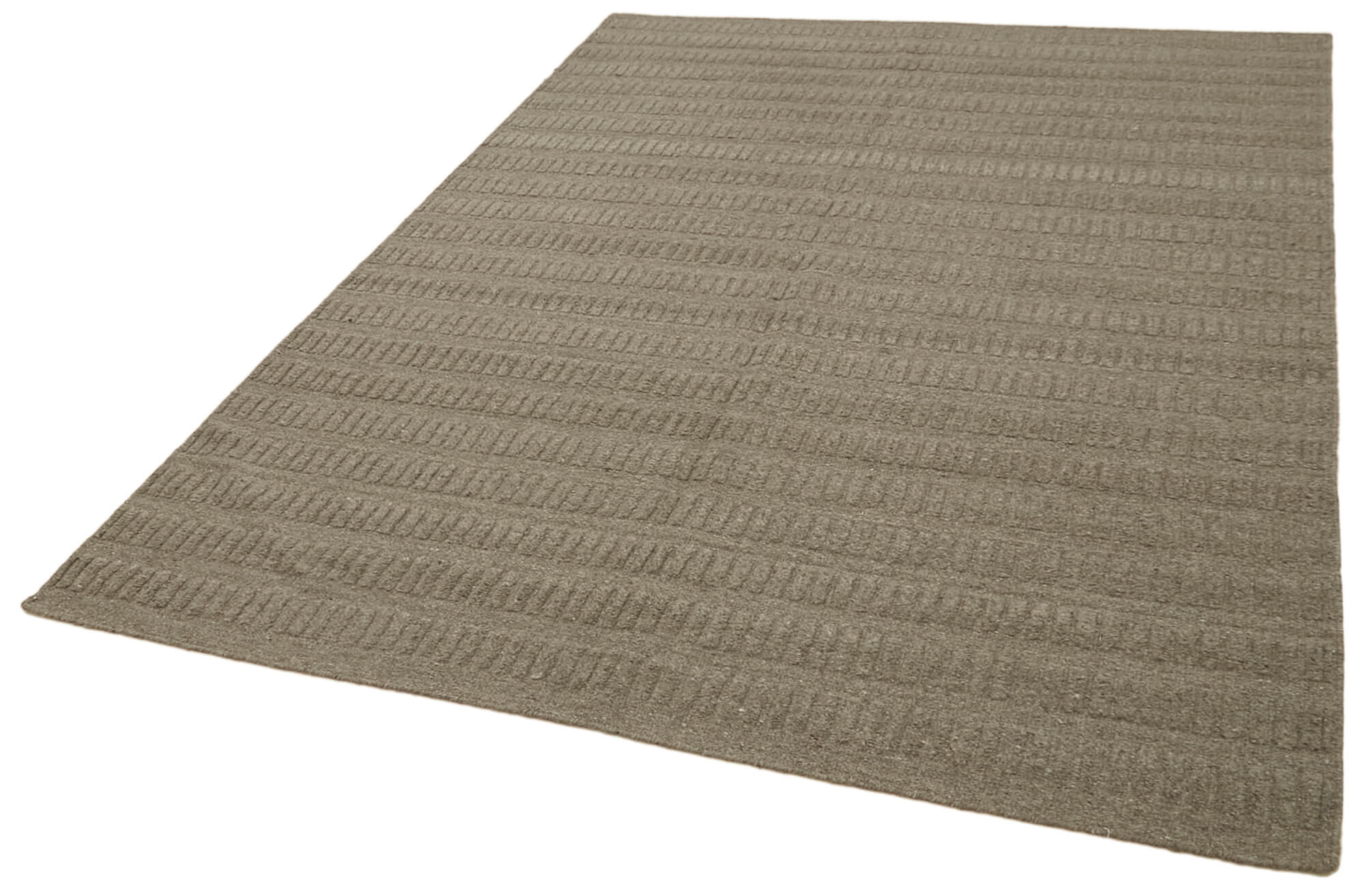 Handmade Wool Cotton Rug - Brown Geometric Area Rug 6x9, Soft Durable Natural Fiber