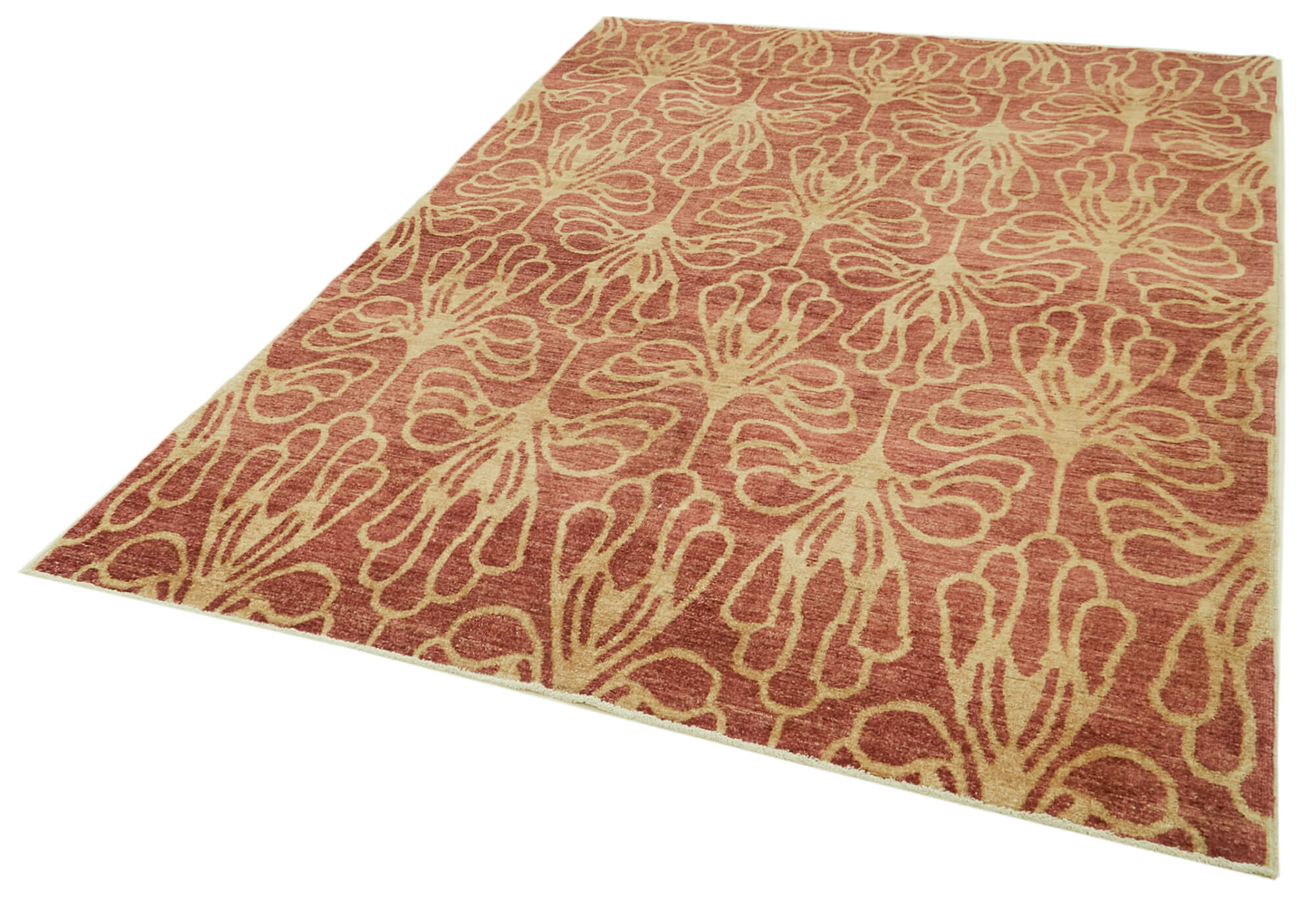 Handmade Wool Area Rug – Tebriz Classic Red 5x9 Cotton Wool Rug by Agacan