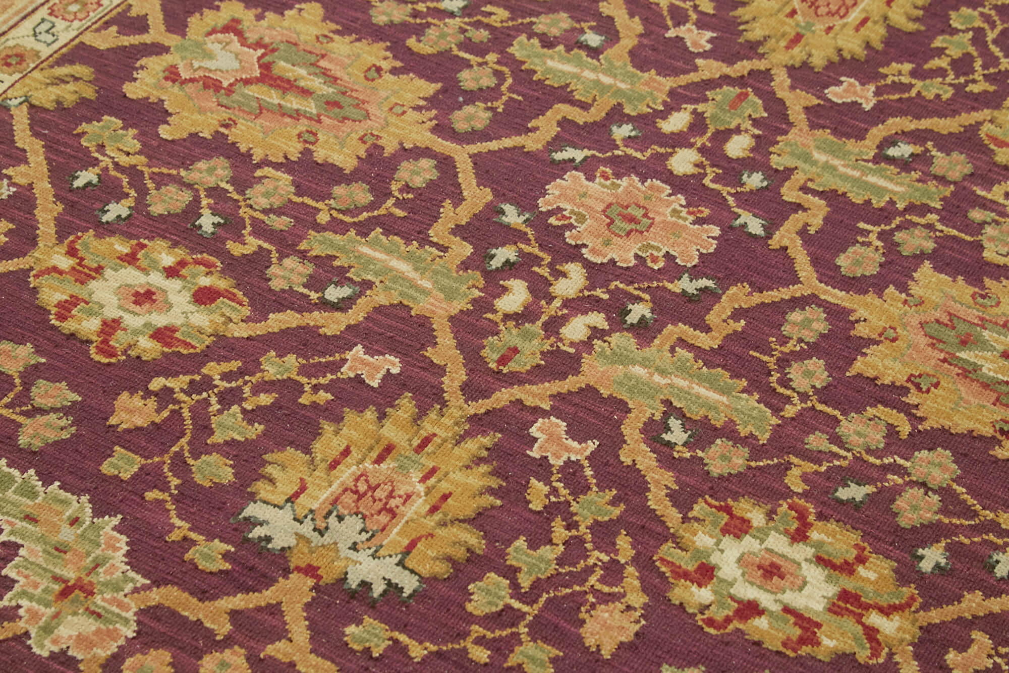 Handmade Wool Area Rug - Classic Purple 5x9 Vintage Turkish Carpet with Cotton Wool
