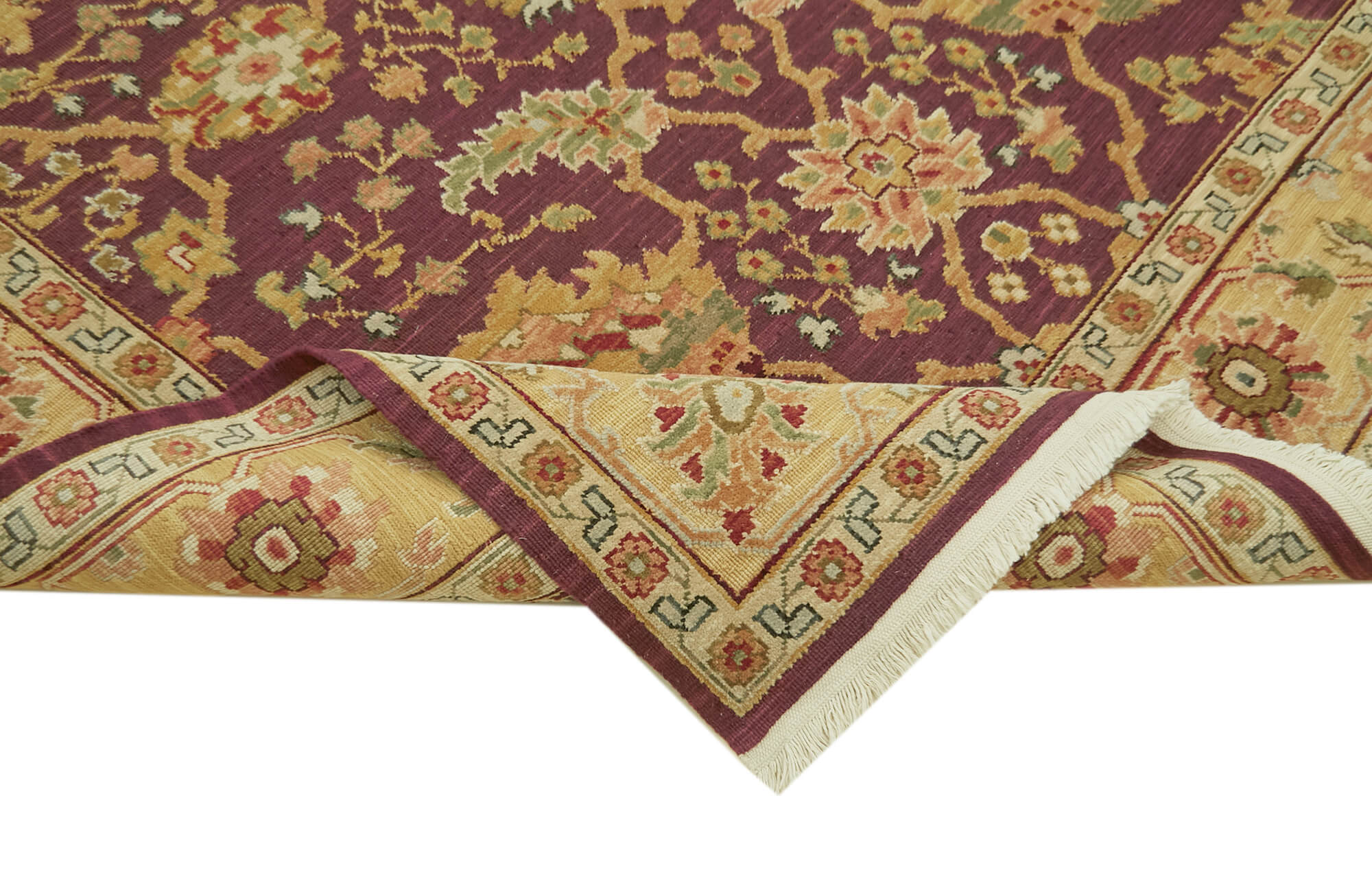Handmade Wool Area Rug - Classic Purple 5x9 Vintage Turkish Carpet with Cotton Wool
