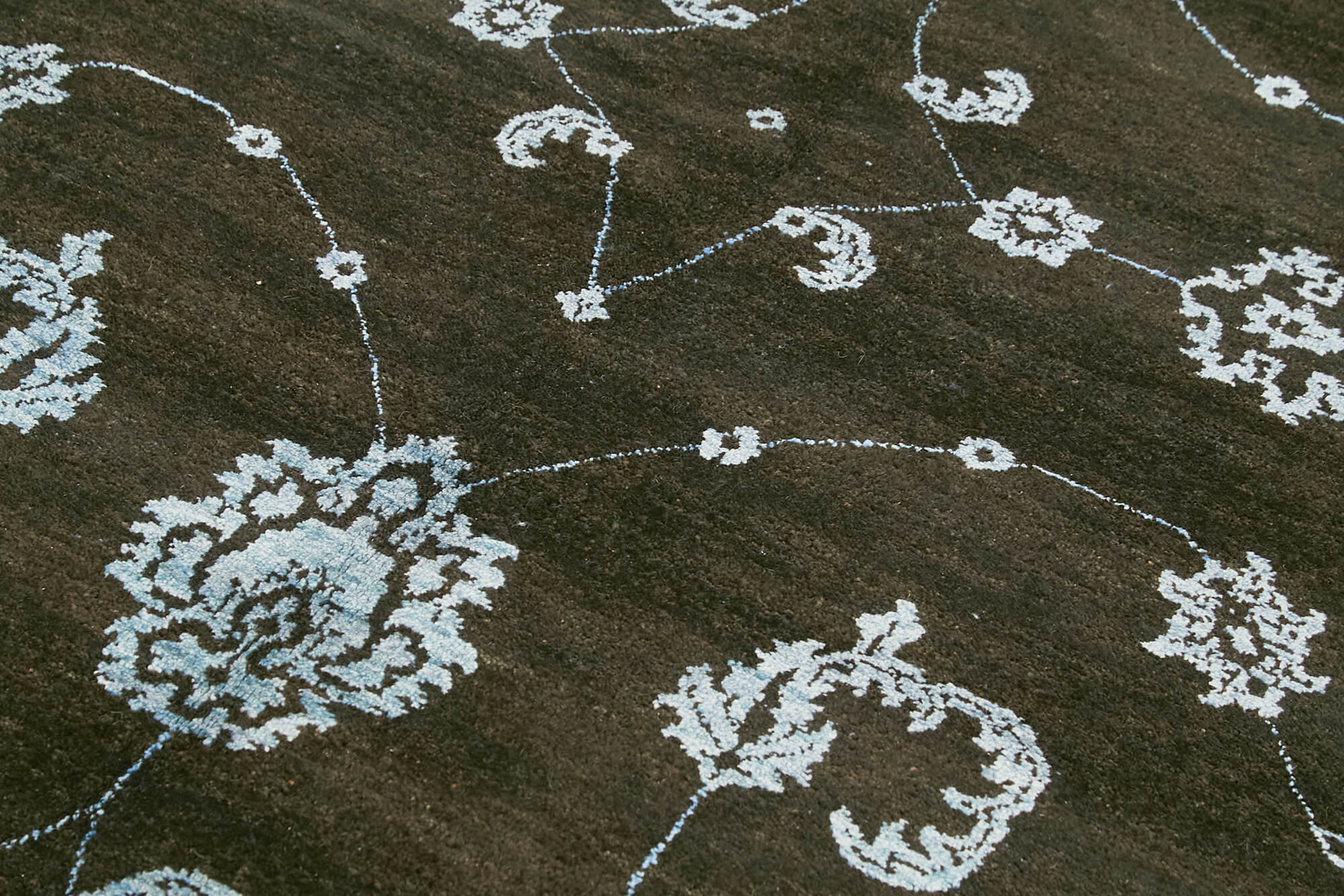 Handmade Wool Area Rug – Tebriz Classic Black Cotton Blend 6x9 Feet Rug