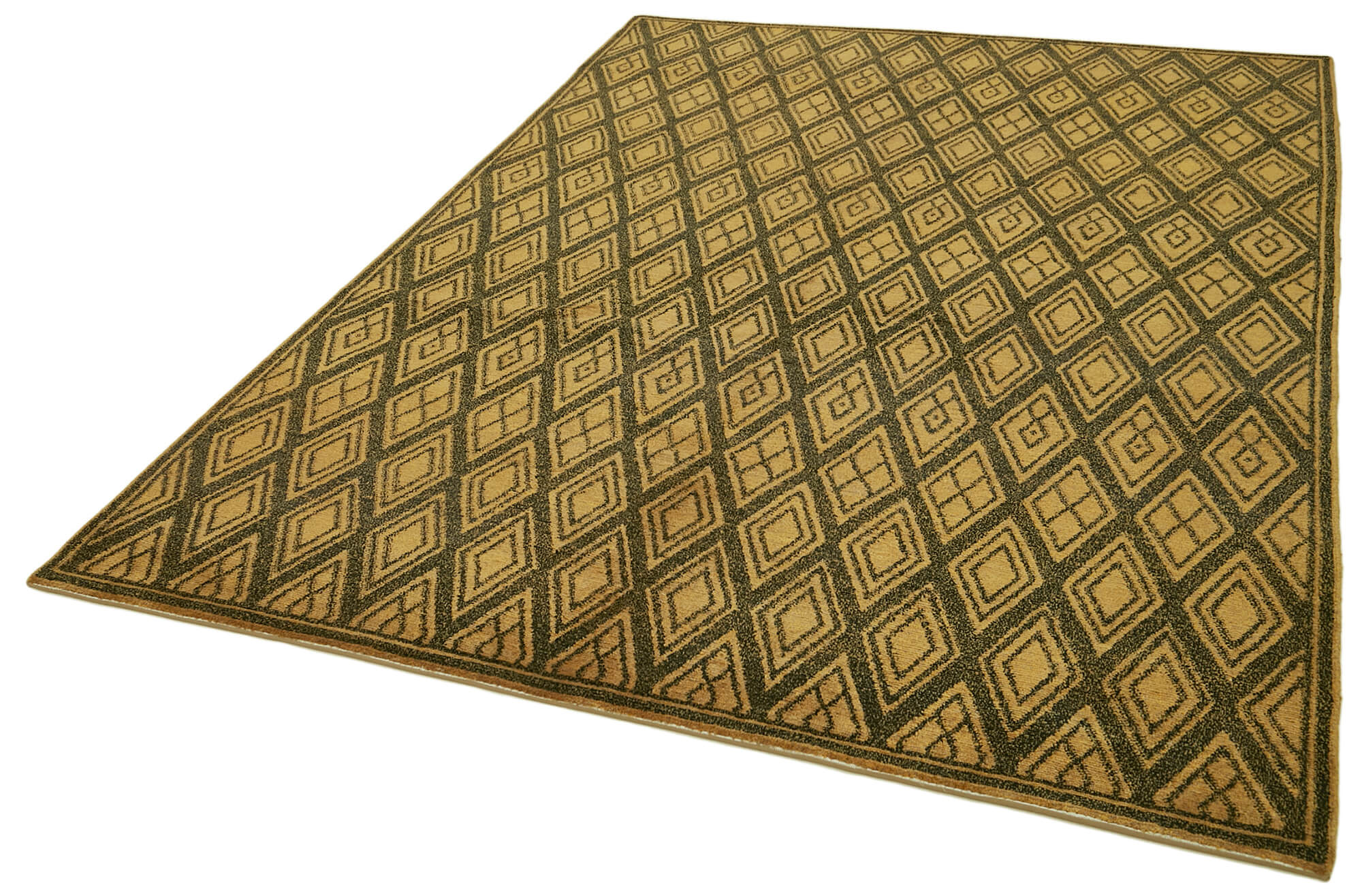 Handmade Wool Area Rug – Tebriz Brown Classic Style Rug 6'1'' x 8'8'' Cotton Wool
