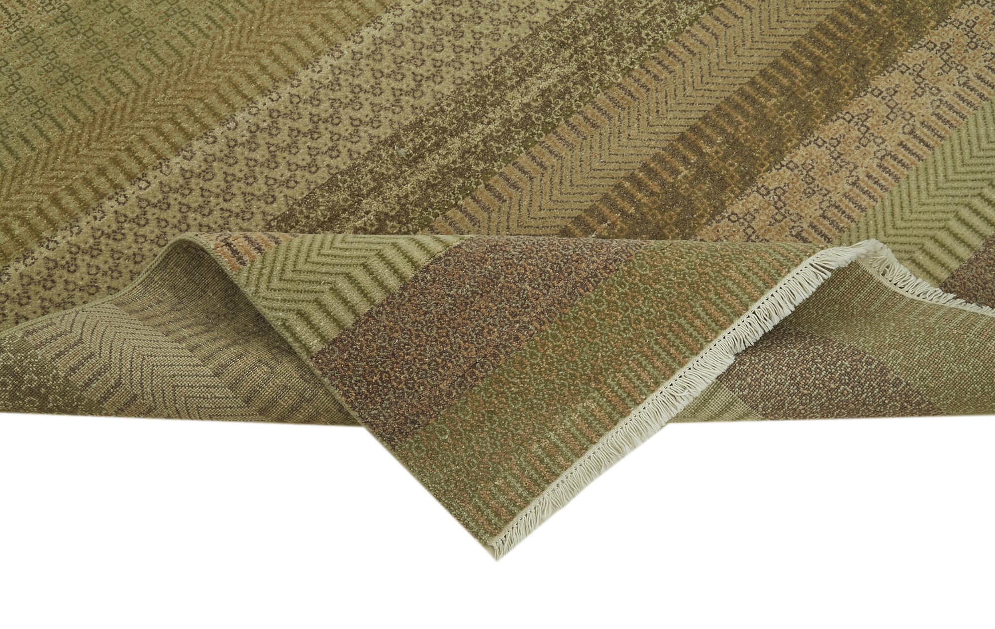 Handmade Area Rug – Classic Green Turkish Hand Knotted Wool Cotton Carpet 6'1"x9'1"