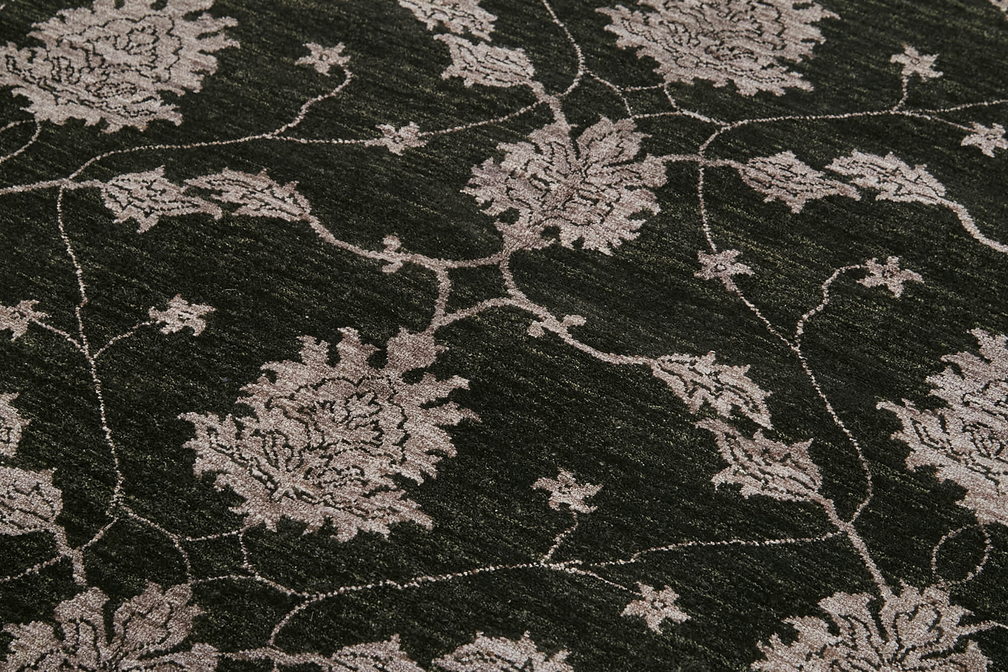Handmade Wool Area Rug – Tebriz Black Classic Cotton Wool 6x9 Feet Rug