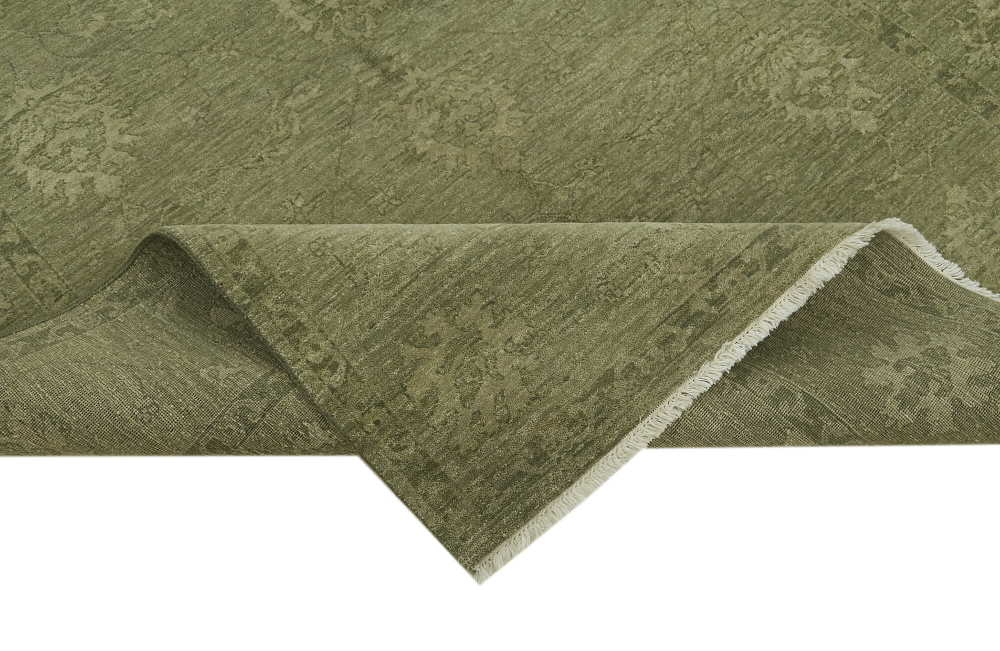 Tebriz Green Classic Cotton Wool Handmade Area Rug 6'0'' x 9'0''